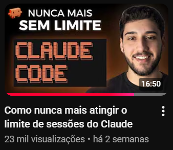 Vídeo de Erick Castilio no YouTube sobre Claude Code